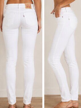 Levi's 524 Too Superlow Skinny Jeans White Stretch Denim Women's 7M
